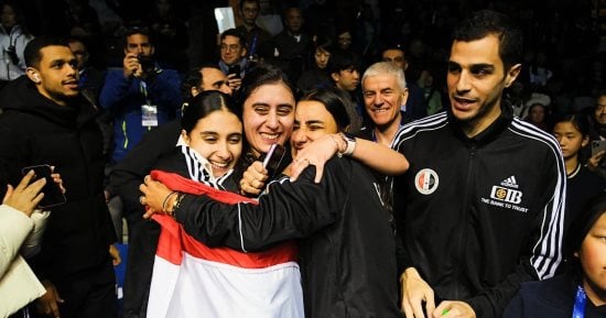 شاهد فرحة منتخب سيدات الاسكواش بعد الفوز على أمريكا والتتويج